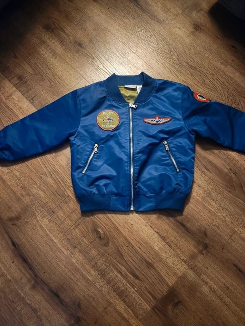 Blueberi Boulevard Pilot Flight Bomber Jacket Toddler Boys 5T Royal Blue Patches